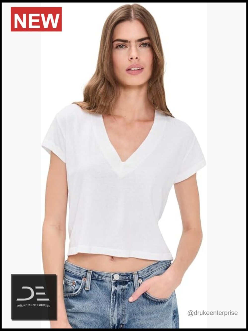 Women's V-Neck Short Sleeve T-Shirt in Lightweight Stretch Cotton